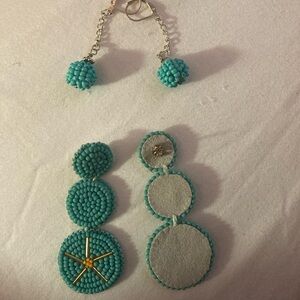 Turquoise Beaded Triple-Drop Earrings - Women’s Fashion Jewelry